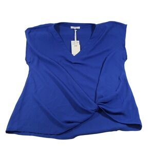 Pleione Cobalt Blue Sleeveless Twist Front V Neck Blouse Top‎ - Nordstrom Rack